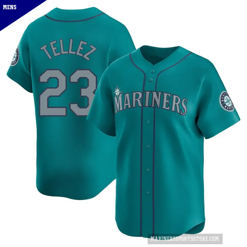 Men's No.23 Rowdy Tellez Seattle Mariners Aqua Limited Alternate Jersey