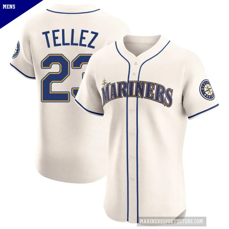 Men's No.23 Rowdy Tellez Seattle Mariners Cream Elite Alternate Jersey
