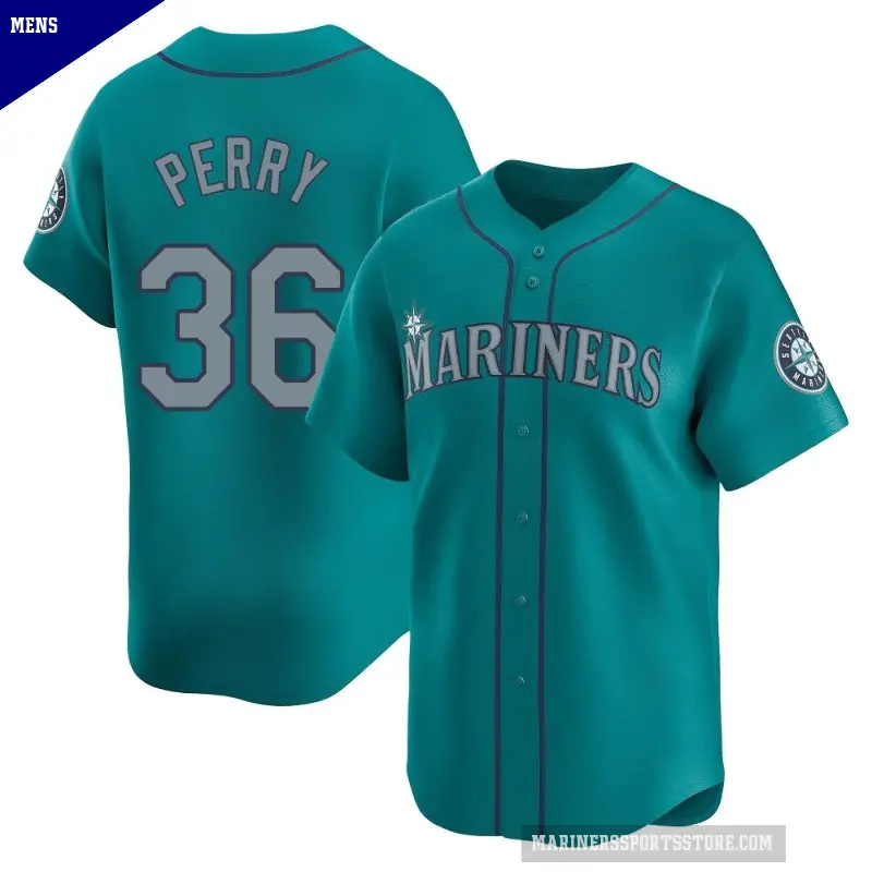 Men's No.36 Gaylord Perry Seattle Mariners Aqua Limited Alternate Jersey