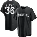 Men's No.36 Gaylord Perry Seattle Mariners Black/White Replica Jersey