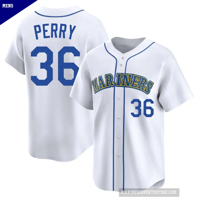 Men's No.36 Gaylord Perry Seattle Mariners White Limited Throwback Cooperstown Collection Jersey