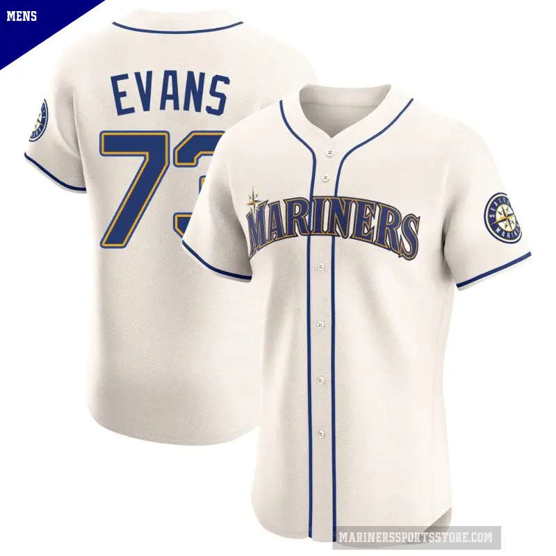Men's No.73 Logan Evans Seattle Mariners Cream Elite Alternate Jersey
