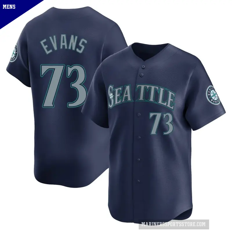 Men's No.73 Logan Evans Seattle Mariners Navy Limited Road Jersey