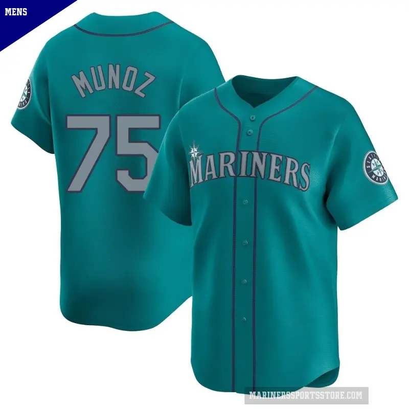 Men's No.75 Andres Munoz Seattle Mariners Aqua Limited Alternate Jersey