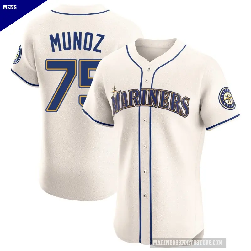 Men's No.75 Andres Munoz Seattle Mariners Cream Elite Alternate Jersey