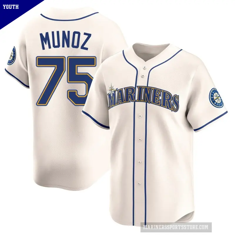 Youth No.75 Andres Munoz Seattle Mariners Cream Limited Alternate Jersey