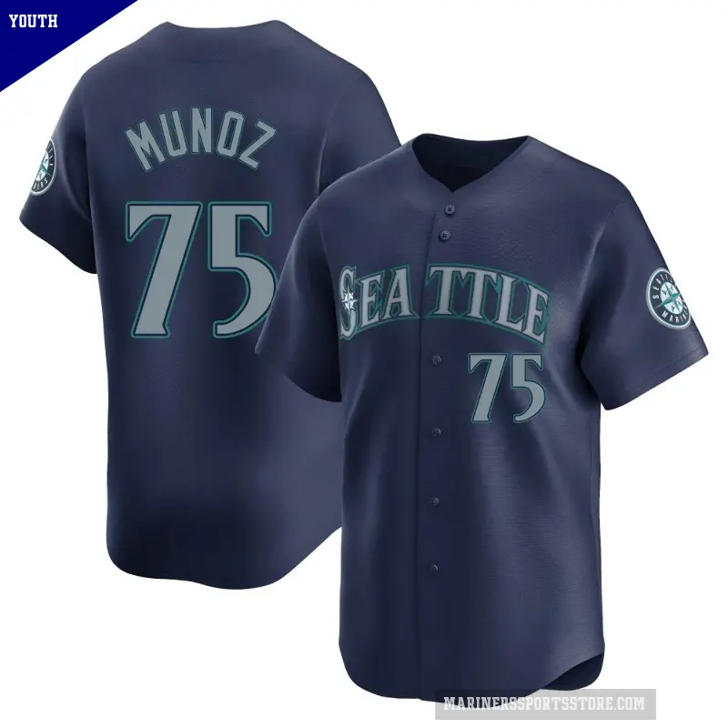 Youth No.75 Andres Munoz Seattle Mariners Navy Limited Road Jersey